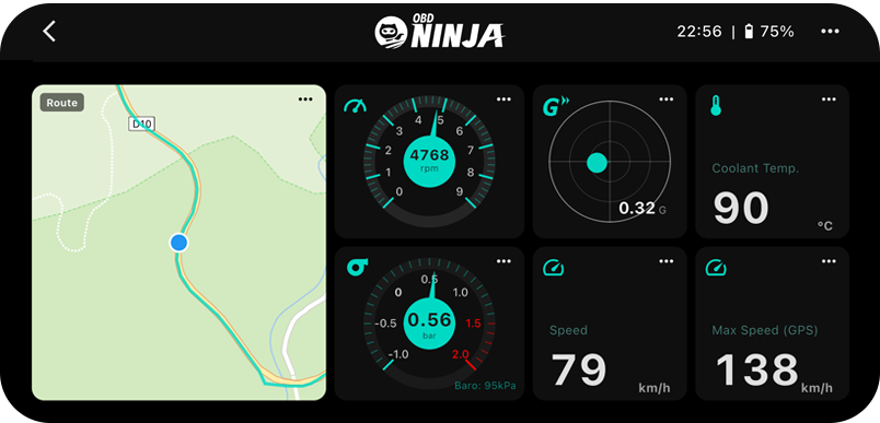 OBD Ninja app screen