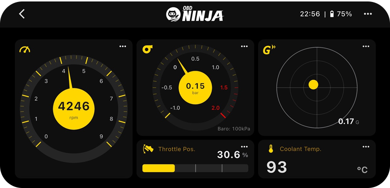 OBD Ninja app screen